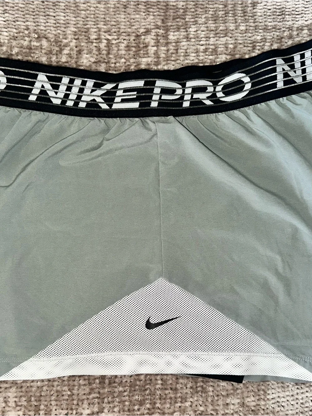 Nike Pro Sage Green Athletic Skirt with Black Branded Waistband